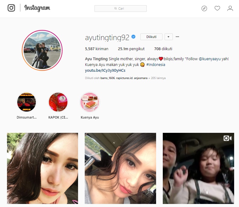 Instagram Ayu Ting Ting Tembus 25 Juta Followers