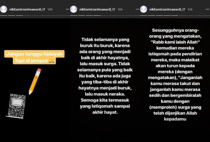 Tulis Deretan Pesan Misterius di Instagram, Nikita Mirzani Siap Berhijrah?