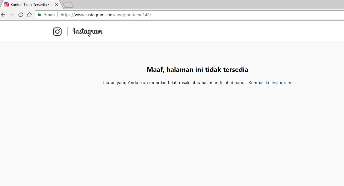 Akun IG Anggi Hilang