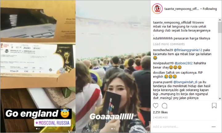 Via Vallen Pamer Tiket Nonton Piala Dunia di Rusia, Netter Heboh Bahas Harganya