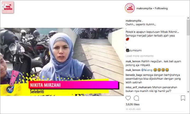 Reaksi Netter Soal Nikita Bongkar Dipo Latief Selingkuh