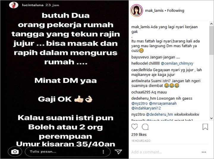 Lucinta Luna Cari Asisten Rumah Tangga