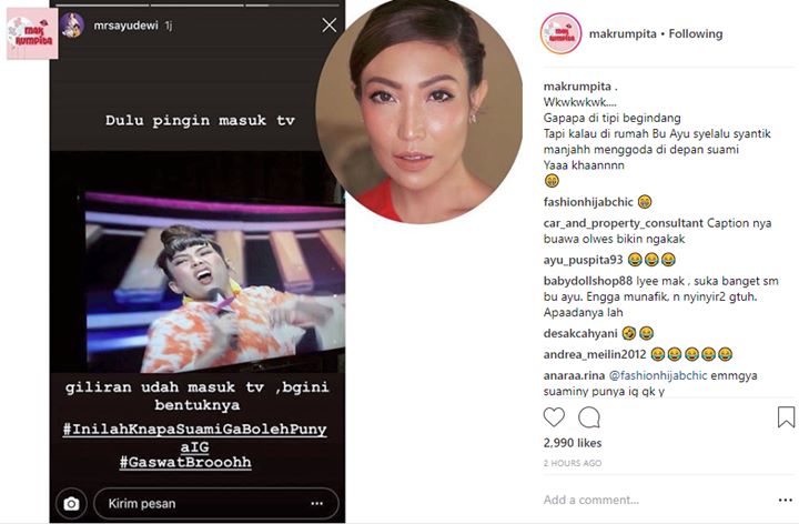 Ayu Dewi Melarang Suami Punya Instagram