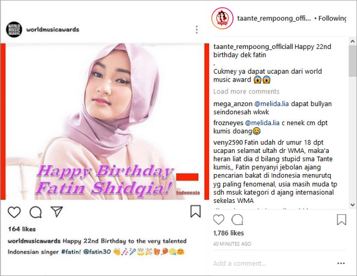 Fatin Dapat Ucapan Ultah dari World Music Awards, Netter Lagi-Lagi Sindir Iis Dahlia