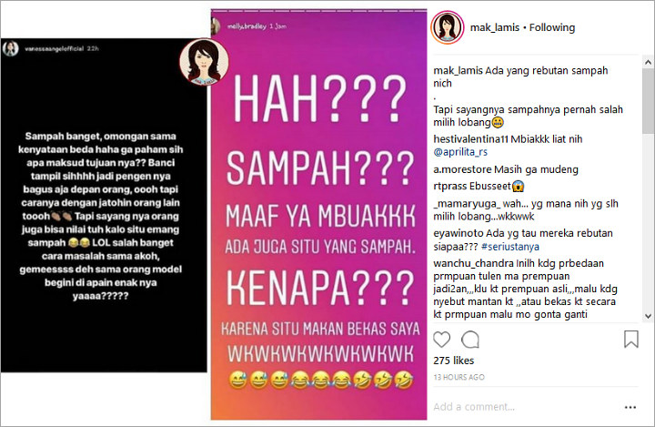 Tak Terima Disindir, Melly Bradley Balik Sebut Vanessa Angel Sampah