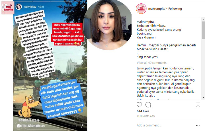 Selvi Kitty Curhat Kesal Soal Disindir Nagih Hutang, Netter Beri Komentar Dukungan