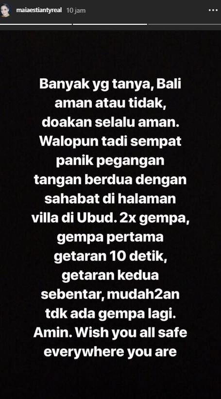 maia estianty rasakan gempa di bali