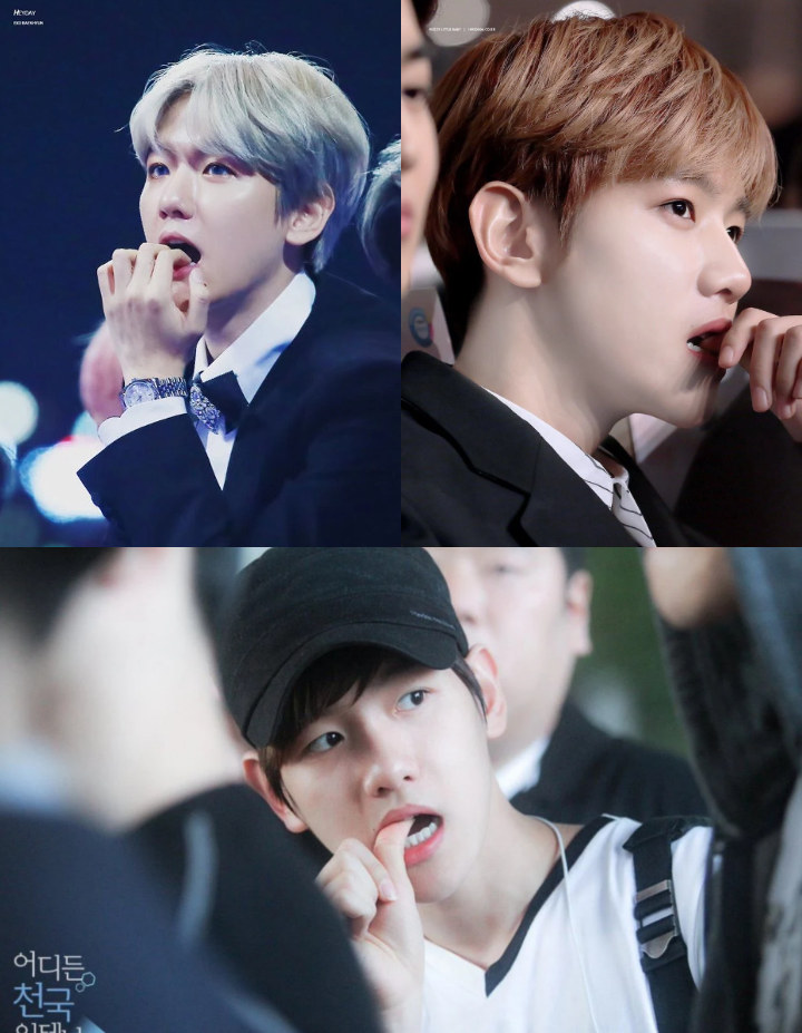 baekhyun exo hobi gigit jari