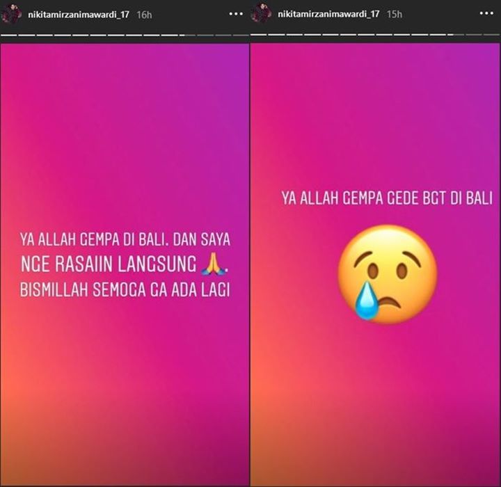 Nikita Mirzani Curhat gempa