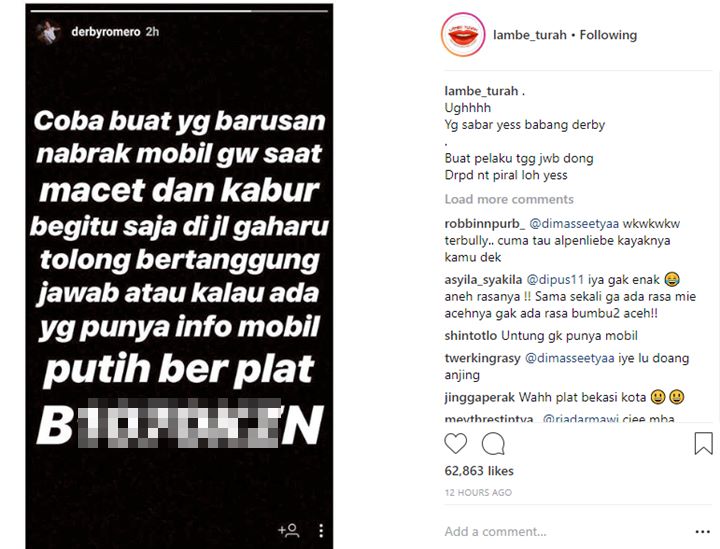 Mobil Derby Romero Ditabrak