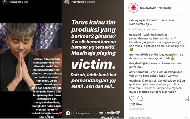 Roy Kiyoshi-Robby Purba Saling Balas Sindiran, Netter Tanggapi Sinis