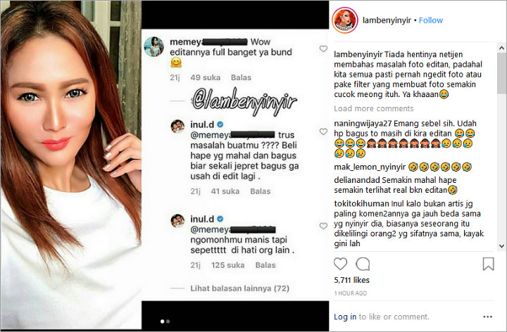 Lagi-Lagi Disindir Terlalu Banyak Edit Foto, Inul Daratista Beri Jawaban Sinis