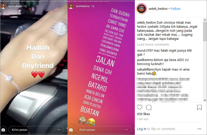 Pamer Cincin Berlian dari Pacar, Lucinta Luna Dihujat Sombong Gara-Gara Caption