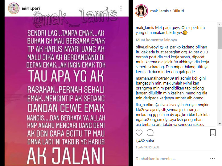 Tulis Curhatan Sedih, Mimi Peri Akui Malu Dandan Perempuan di Depan Ibu