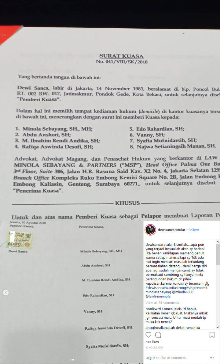 Dewi Sanca Unggah Foto Surat Laporan ke Polisi, Netter Salfok Bahas Nama