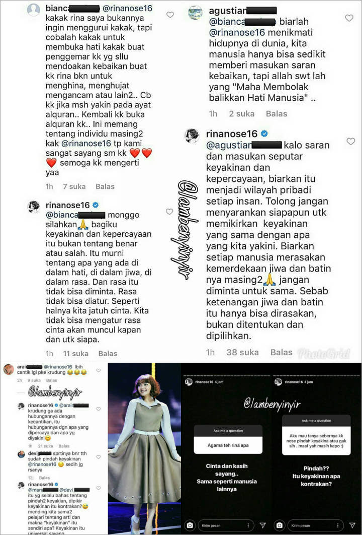 Lagi-Lagi Ditanya Soal Keyakinan, Rina Nose Beri Jawaban Ambigu