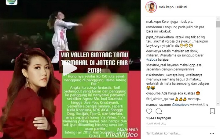 Via Vallen Honor Rp 150 Juta Per Manggung
