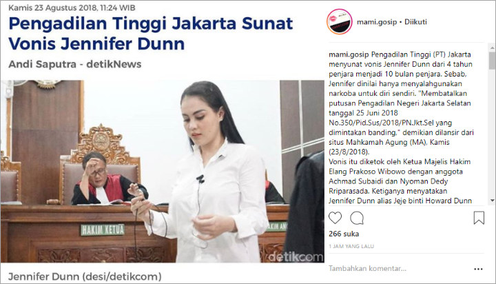 Vonis Hukuman Jennifer Dunn Dikurangi Jadi 10 Bulan Gara-Gara Ini, Netter Tetap Tak Terima