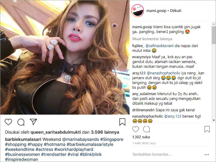 Unggah Foto Cantik Pakai Berlian Banyak, Hashtag Barbie Kumalasari Bikin Salah Fokus