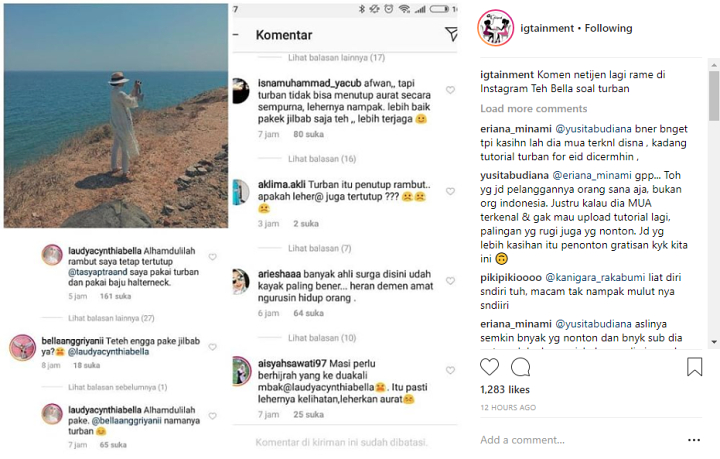 Komentar Netter di Instagram Bella Soal Turban