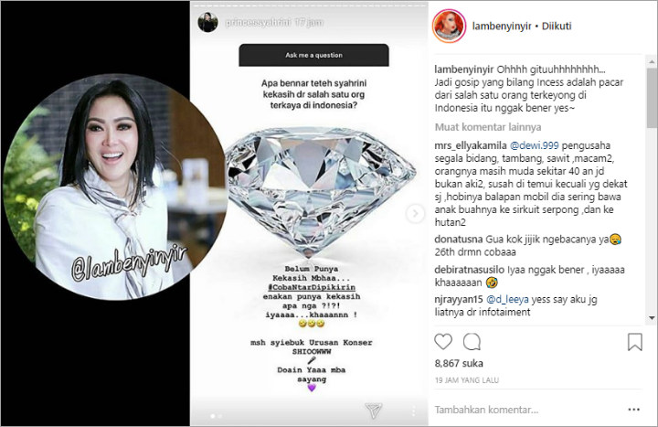Syahrini Klarifikasi Isu Pacari Orang Terkaya di Indonesia, Begini Reaksi Netter
