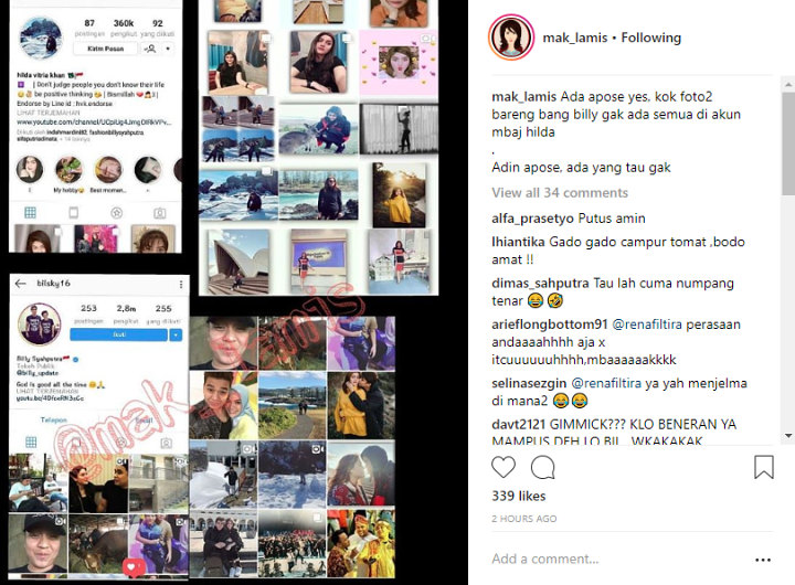 Foto Billy Syahputra Hilang Dari Instagram Hilda Vitria