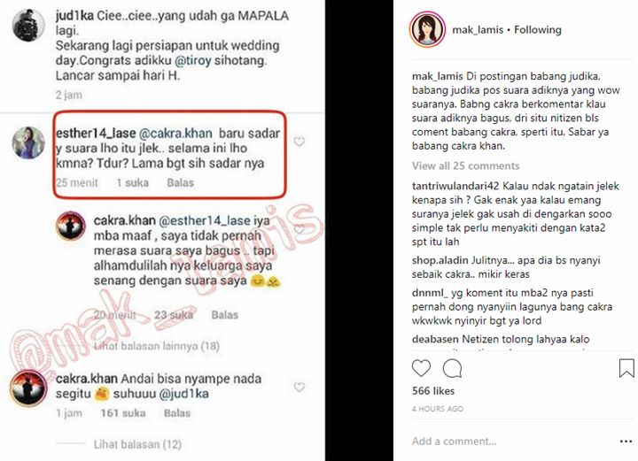 Cakra Khan Diejek