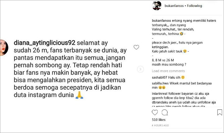 Komentar Penggemar Ayu Ting Ting