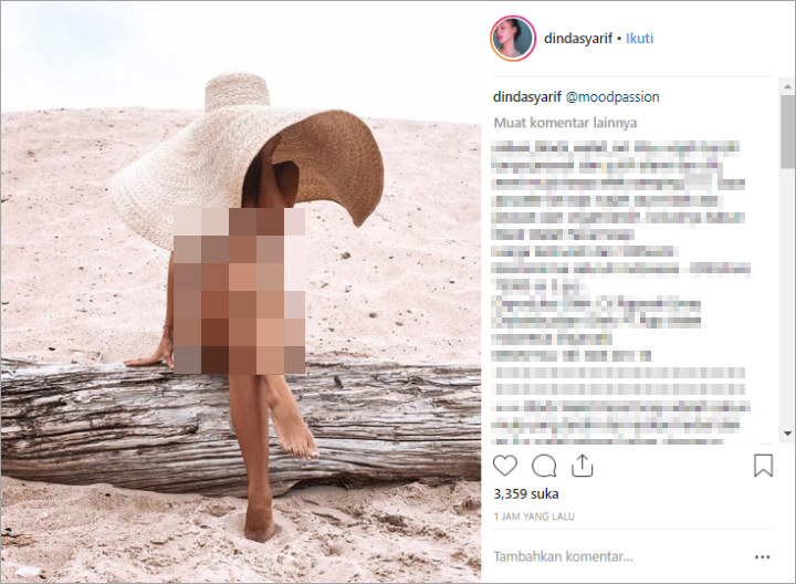 Dinda Syarif Unggah Foto Telanjang
