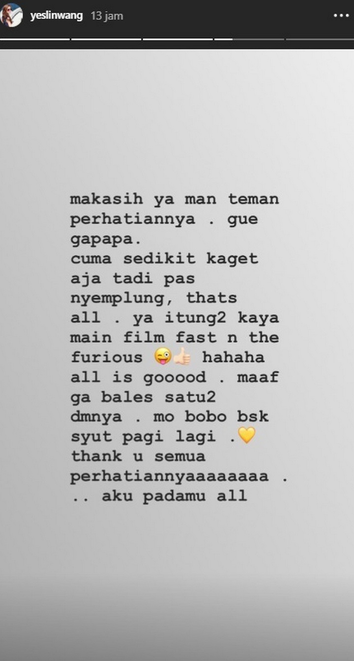 Yeslin Wang Klarifikasi