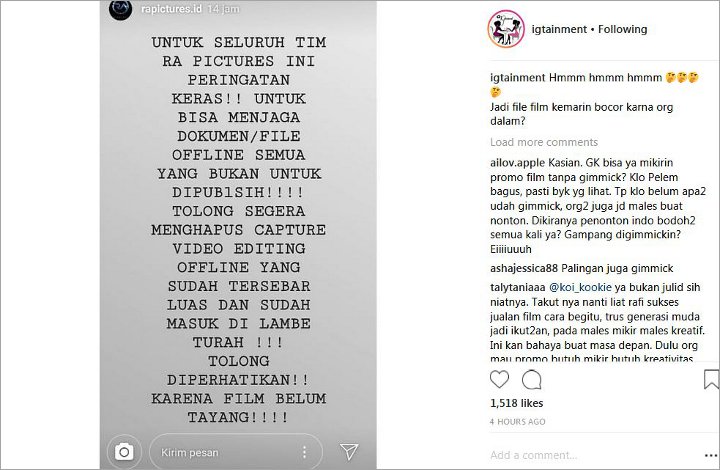 Insta Story Akun Instagram Resmi RA Pictures