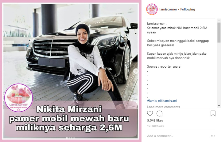 Nikita Mirzani Beli Mobil 2,6 M