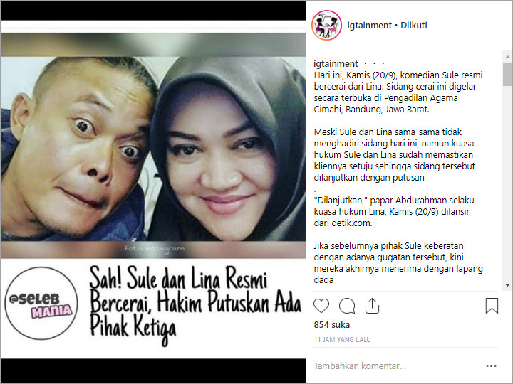 Diselingkuhi dan Diceraikan Lina, Sule Didoakan Jadi Seperti Anang Hermansyah