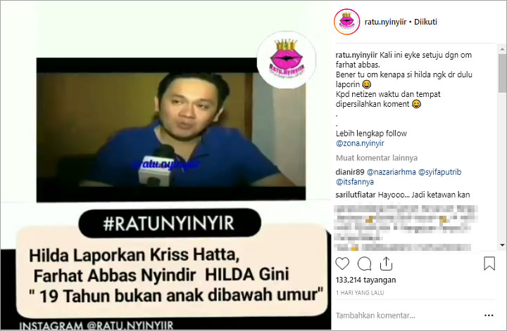 Farhat Abbas Sindir Habis-Habisan Hilda Vitria Soal Tudingan Dibawa Kabur Kriss Hatta