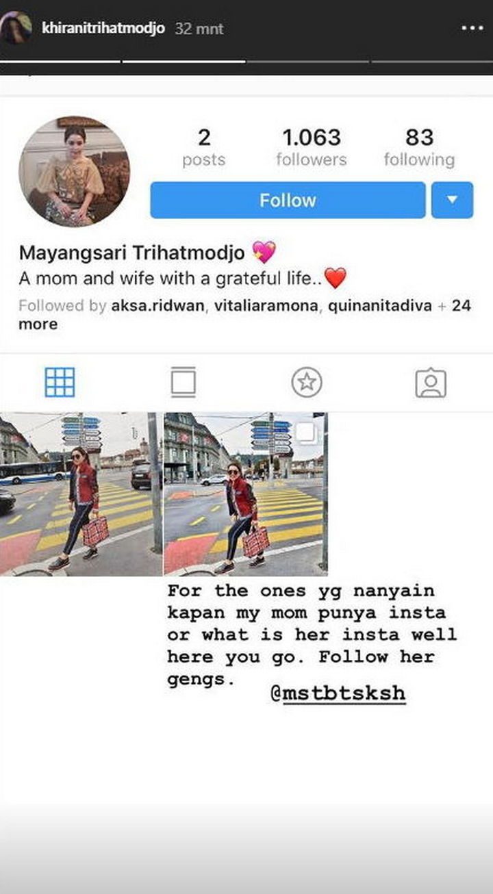 Mayangsari Buat Akun IG