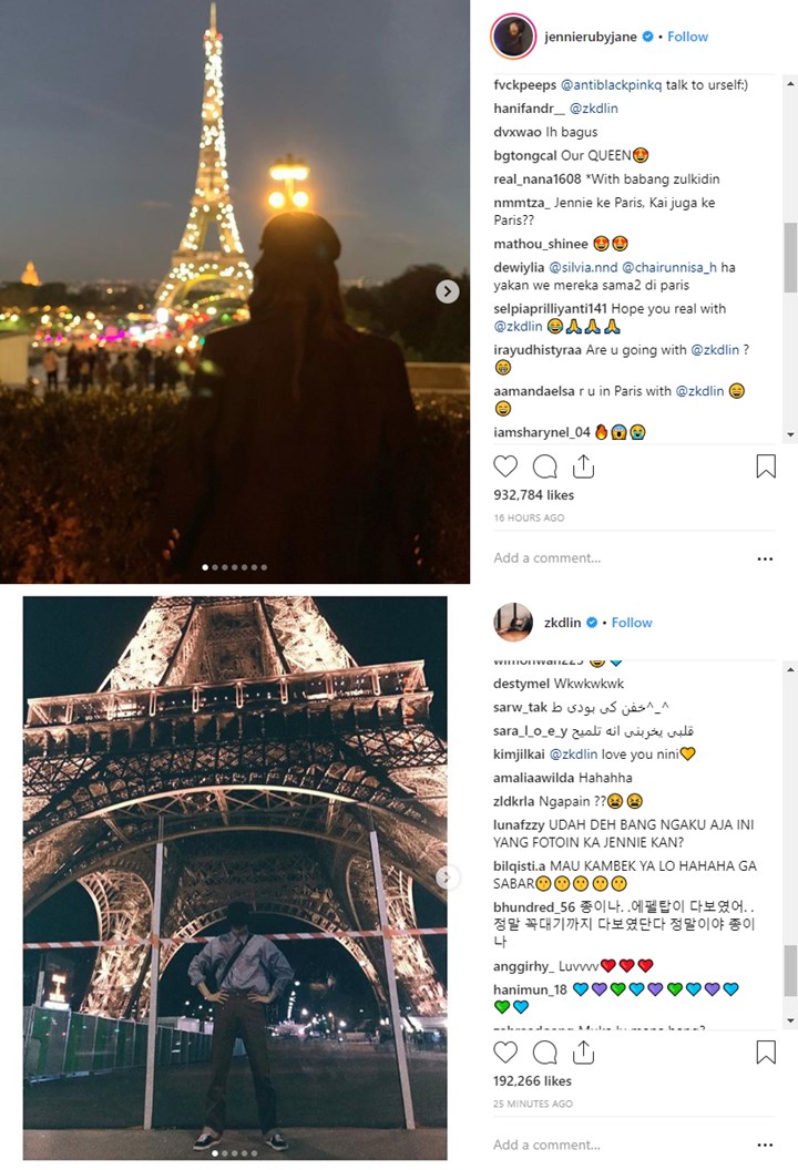 Postingan Kai dan Jennie
