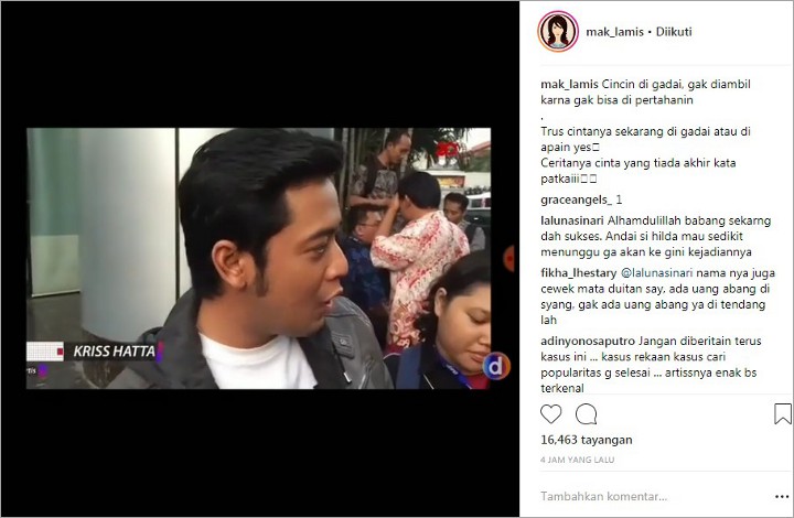 Kriss Hatta Ngaku Sempat Miskin Hingga Gadaikan Cincin Kawin, Netter \'Sentil\' Hilda Vitria