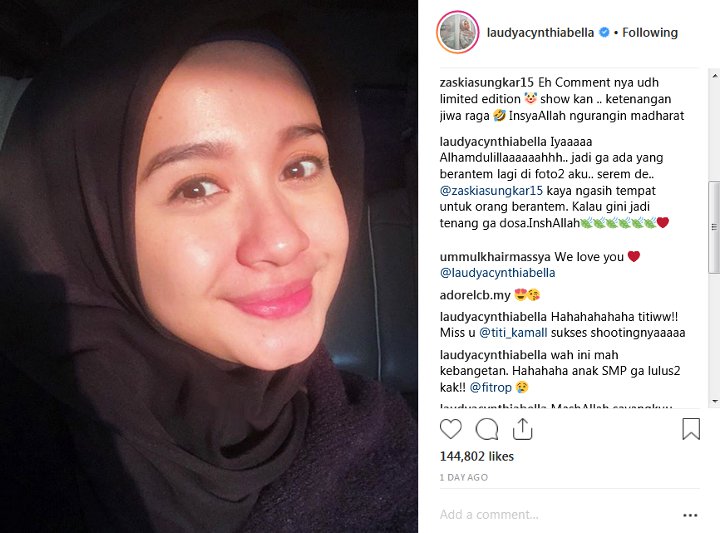 Laudya Cynthia Bella Membatasi Akun Instagram Miliknya