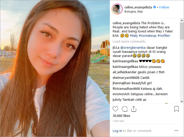 Wajah Celine Evangelista Tanpa Riasan