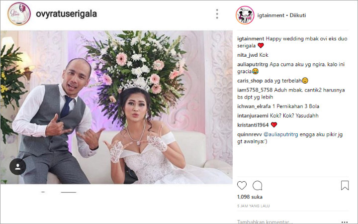 Pamer Foto Resepsi, Ovy Eks Duo Serigala Malah Dibilang Mirip Gracia Indri
