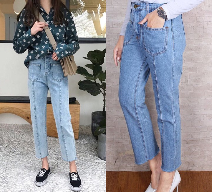 Jeans dengan Saku Belakang di Bagian Depan