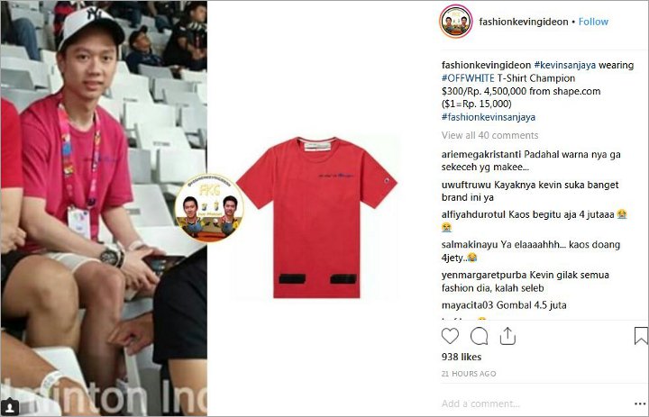 Harga Kaos Kevin Sanjaya