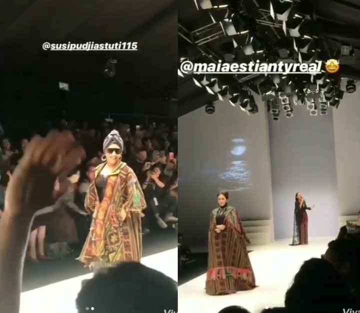 Maia dan Menteri Susi di atas catwalk