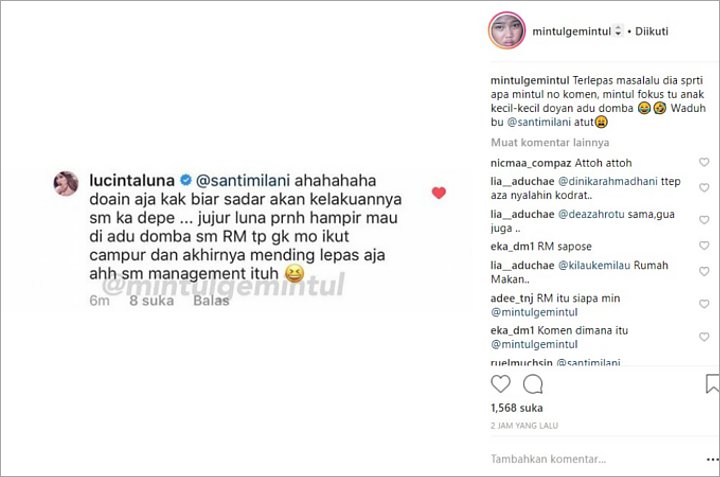Komentar Lucinta Luna Soal Manajemen Lawas dan Meldi Keponakan Dewi Persik