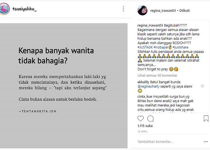 Lama Hidup Bersama dan Demi Anak, Alasan Regina Bertahan?