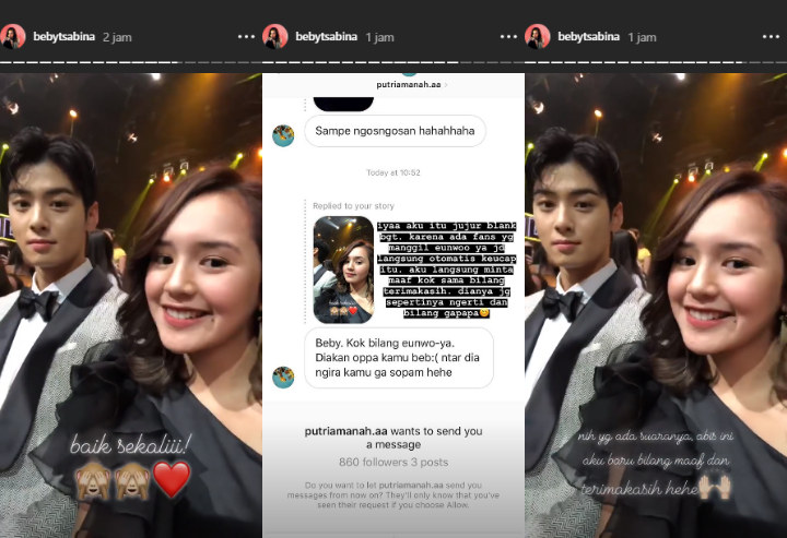 Insta Story Beby Tsabina Bersama Cha Eunwoo