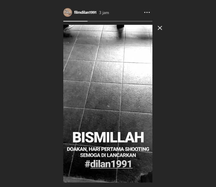Instagram Story Syuting Dilan 1991 Hari Pertama