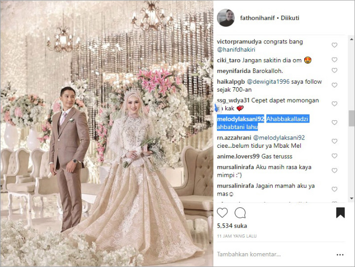 Interaksi Melody dan Hanif di Instagram