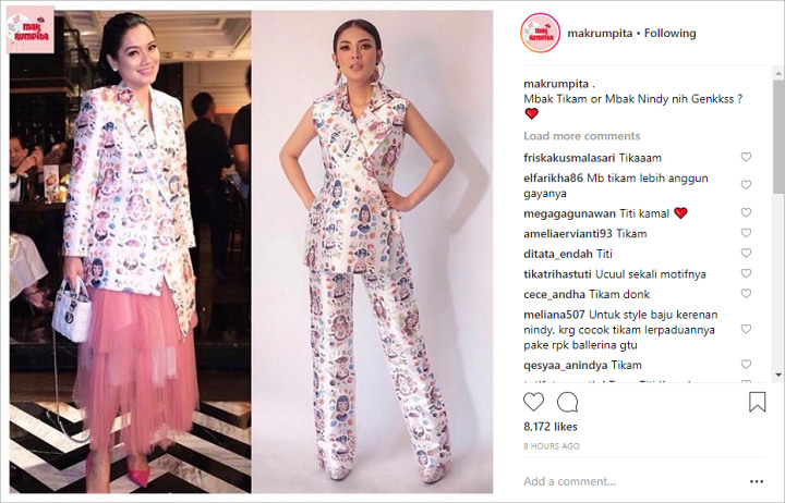 Gaya Penampilan Titi Kamal dan Nindy Dibandingkan