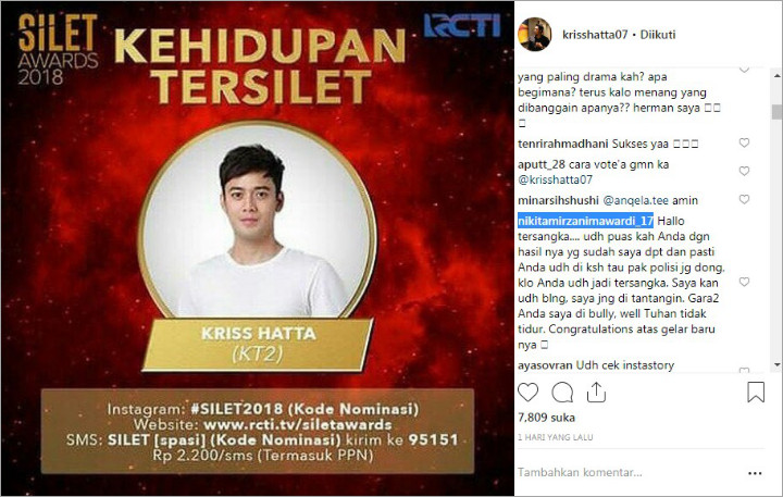 Sindir Kriss Hatta Soal Status Tersangka, Nikita Mirzani Balik Dicibir Netter